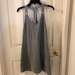 Grey suede overall dress
